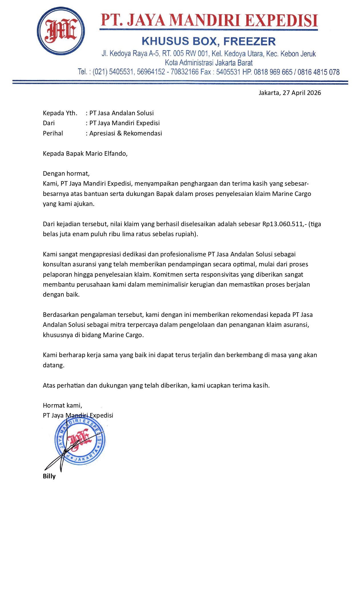 PT Jaya Mandiri Expedisi